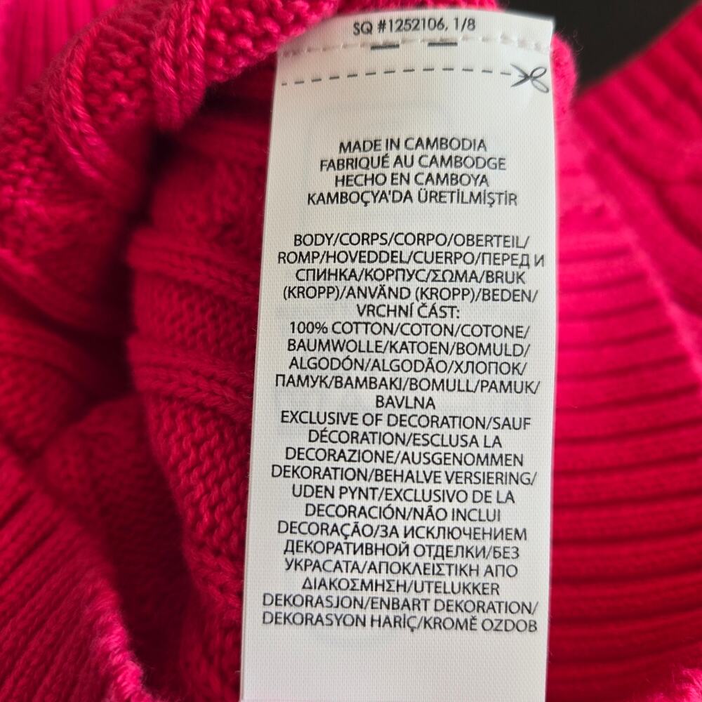 NWT Polo Ralph Lauren Girl Cable Knit Sweater Hot Pink Summer Cotton 3 - Picture 8 of 9
